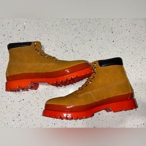 Cape Robbin Tan and Red Lace-Up Boots NIB